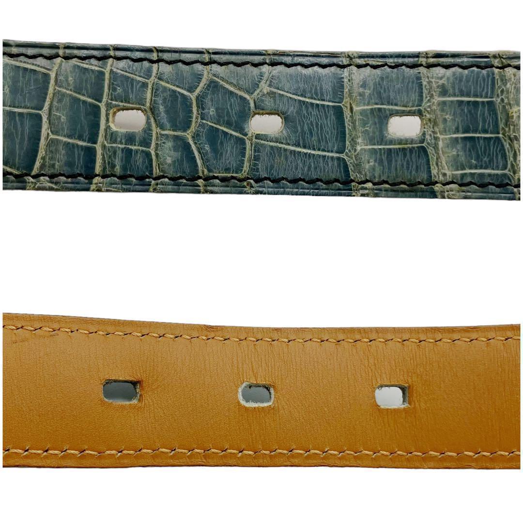 美品✨エルメス ベルト アピ 70 ポロサス クロコダイル ブルー 9