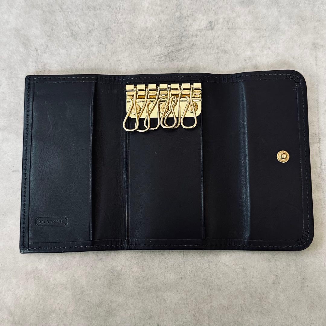 希少✨OLD COACH All leather key case BLACK 8