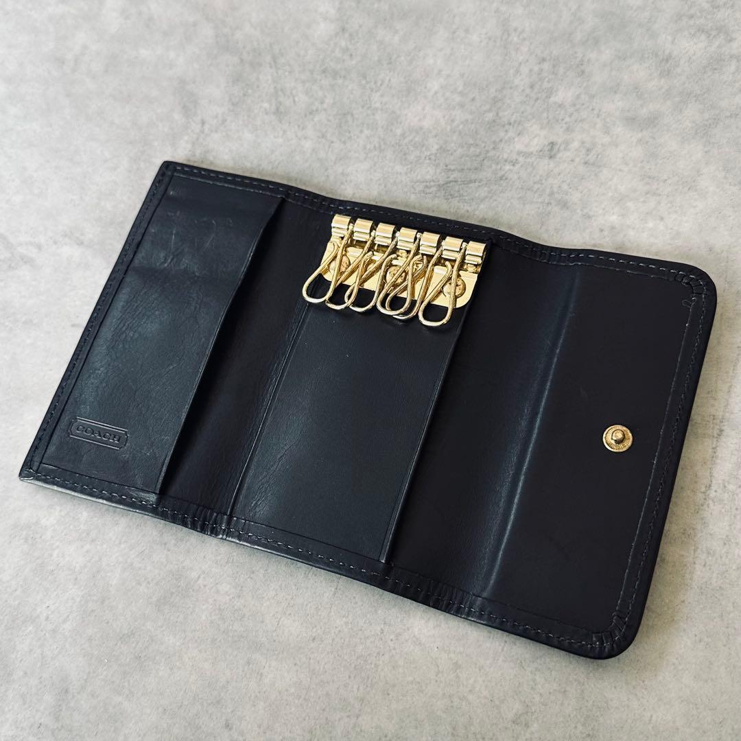 希少✨OLD COACH All leather key case BLACK 9
