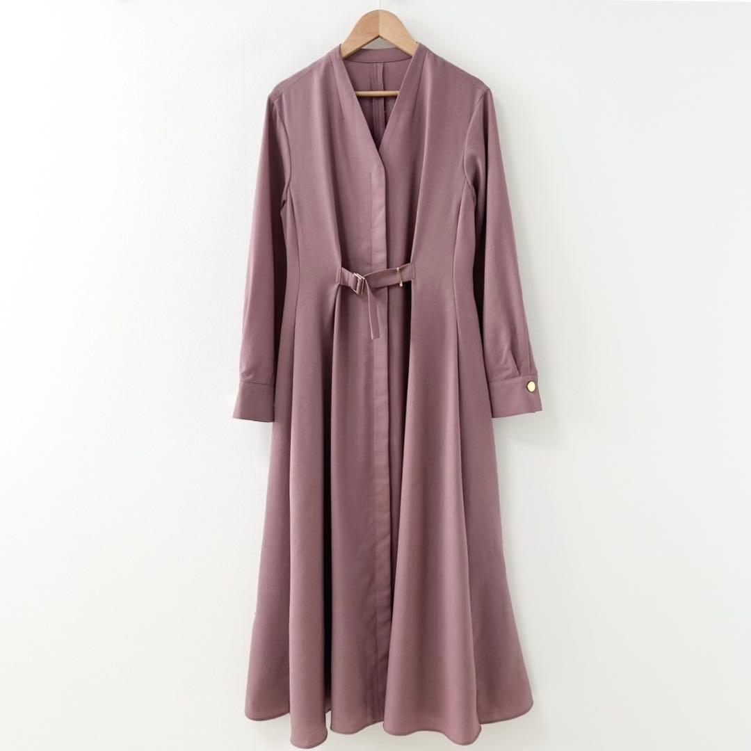 2025AW✨ANAYI ウールジョーゼットフロントタック ワンピース　ピンク