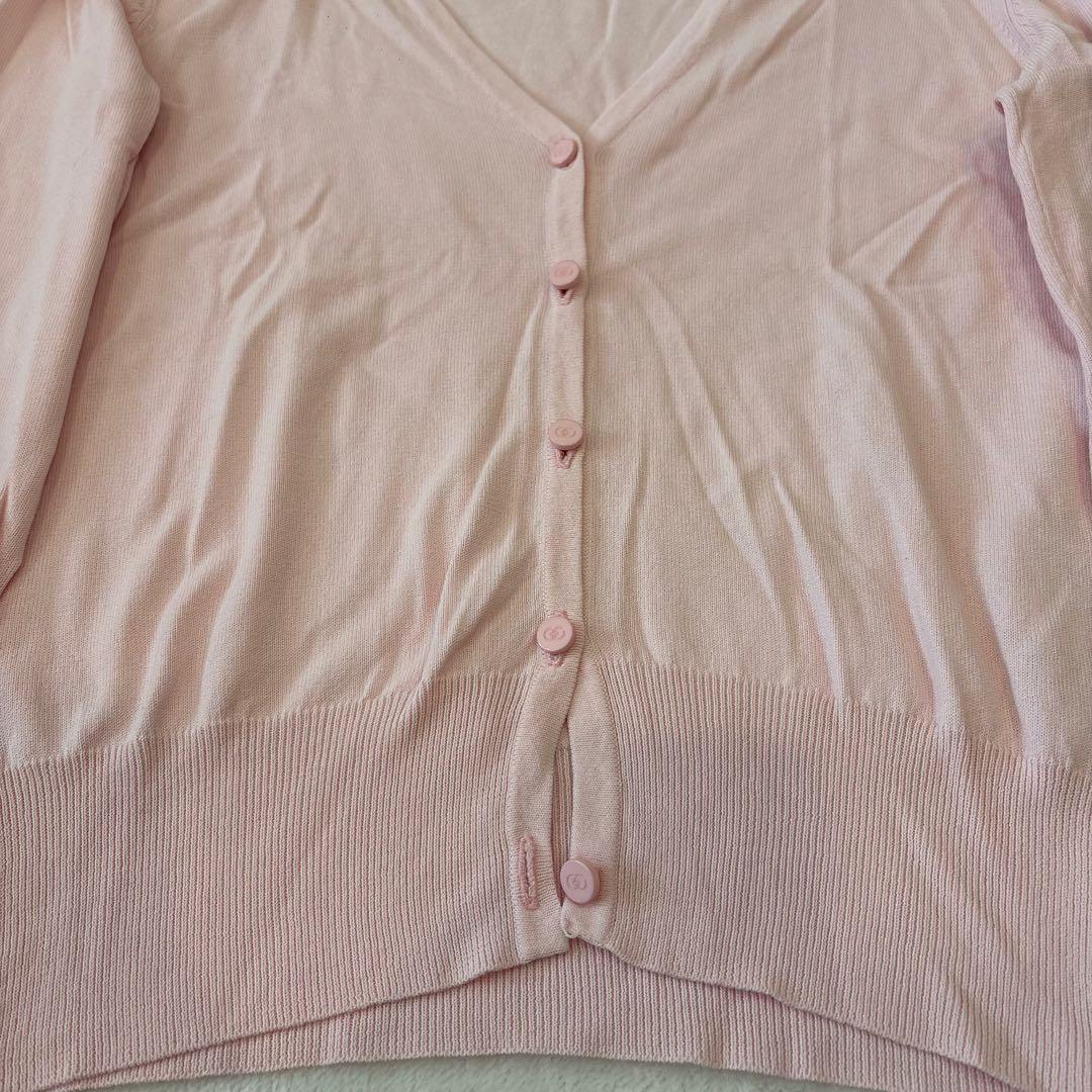 .クイーンズコート　カーディガン 薄手 ピンク 2 Mサイズ相当　羽織り　無地 5