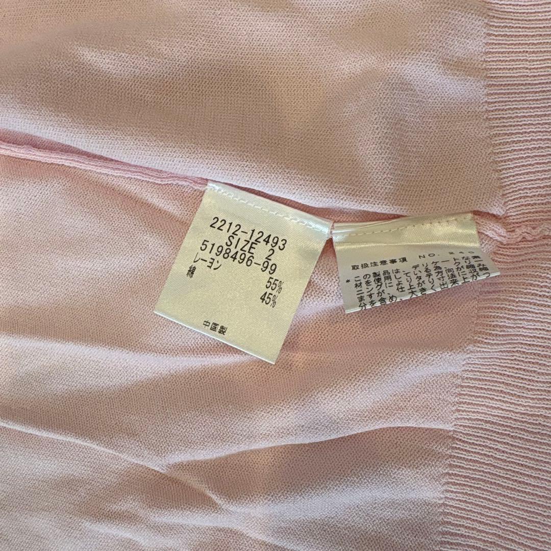 .クイーンズコート　カーディガン 薄手 ピンク 2 Mサイズ相当　羽織り　無地 8