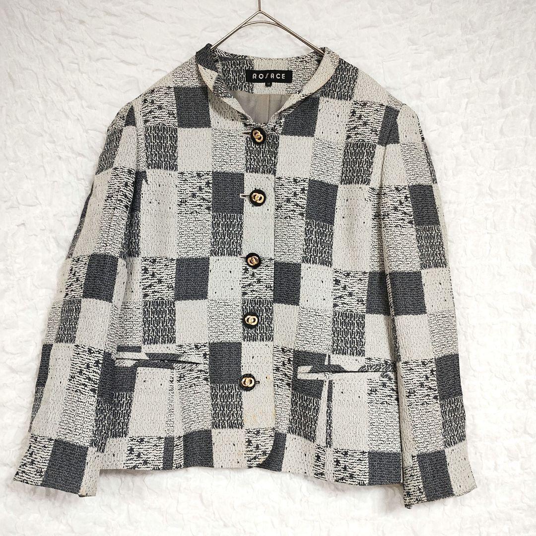 ヴィンテージ【ROSACEロザーズ 】チェック柄ジャケット L 日本製 金ボタン