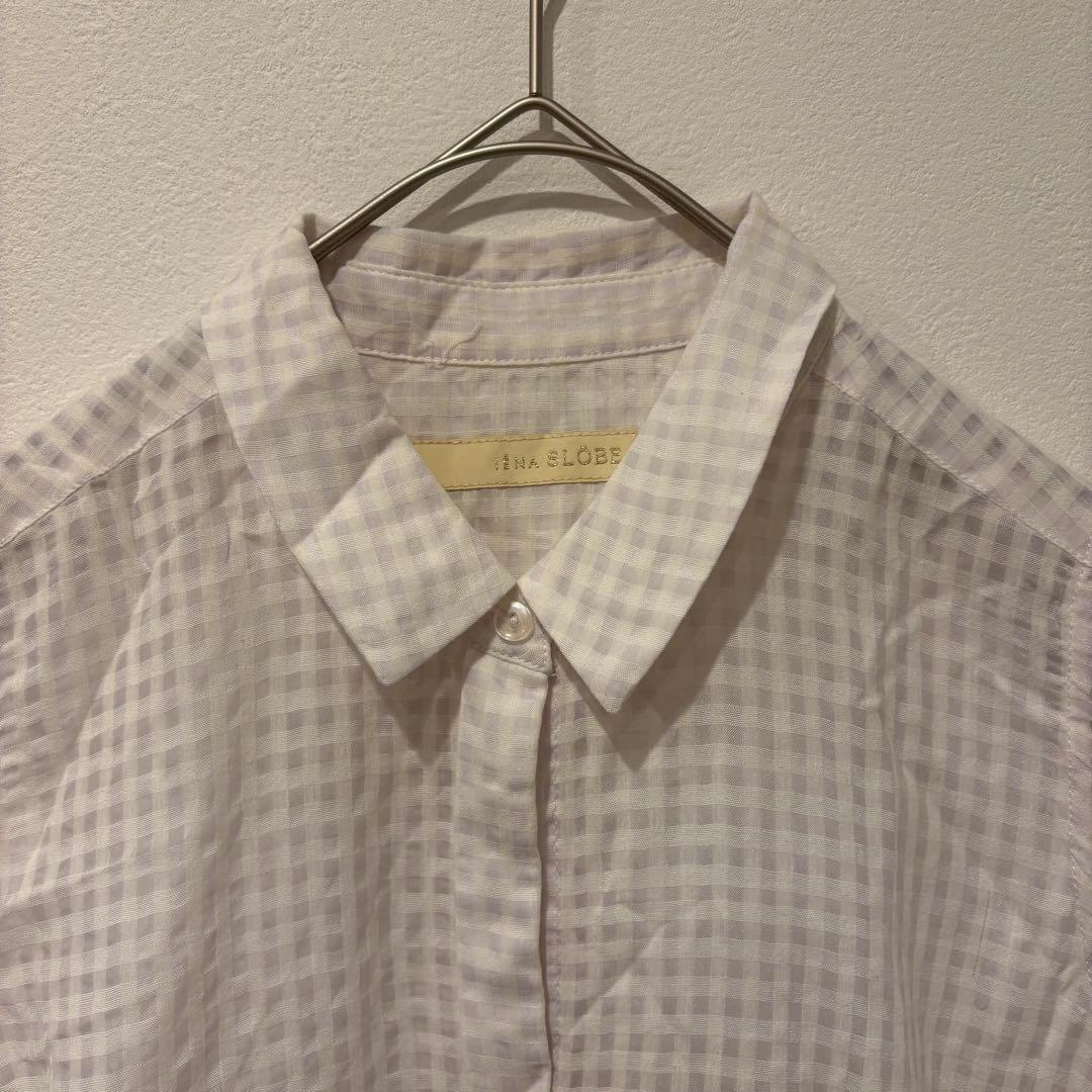 イエナスローブ ノースリーブ シャツ チェック 白 ホワイト　おしゃれ　重ね着 2