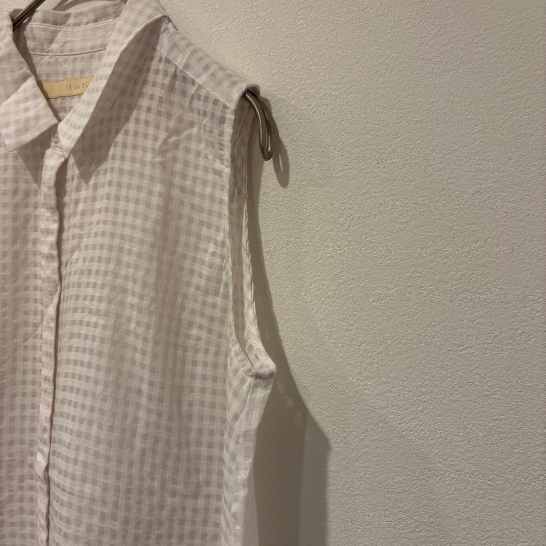 イエナスローブ ノースリーブ シャツ チェック 白 ホワイト　おしゃれ　重ね着 3