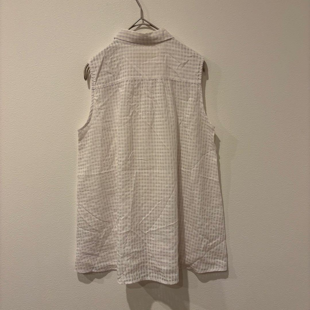 イエナスローブ ノースリーブ シャツ チェック 白 ホワイト　おしゃれ　重ね着 4