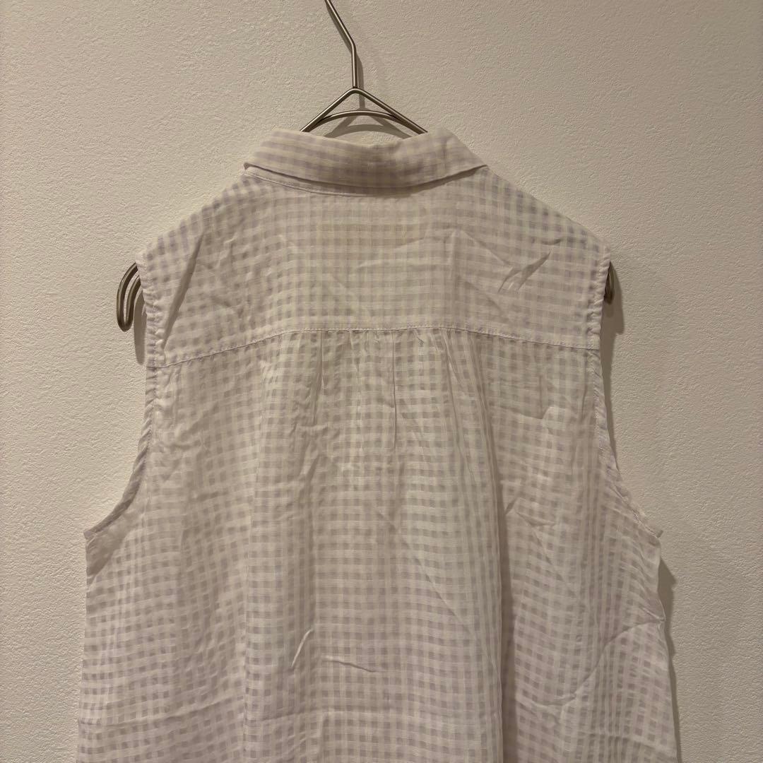 イエナスローブ ノースリーブ シャツ チェック 白 ホワイト　おしゃれ　重ね着 5