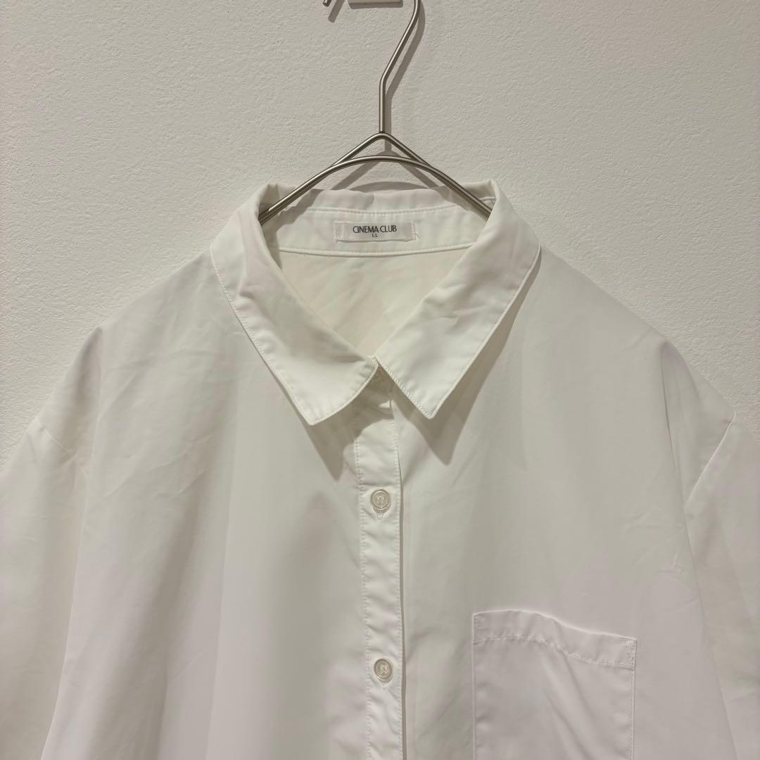 半袖シャツ 無地 白 ホワイト　LL 大きいサイズ　ポケット　シンプル　襟つき 2