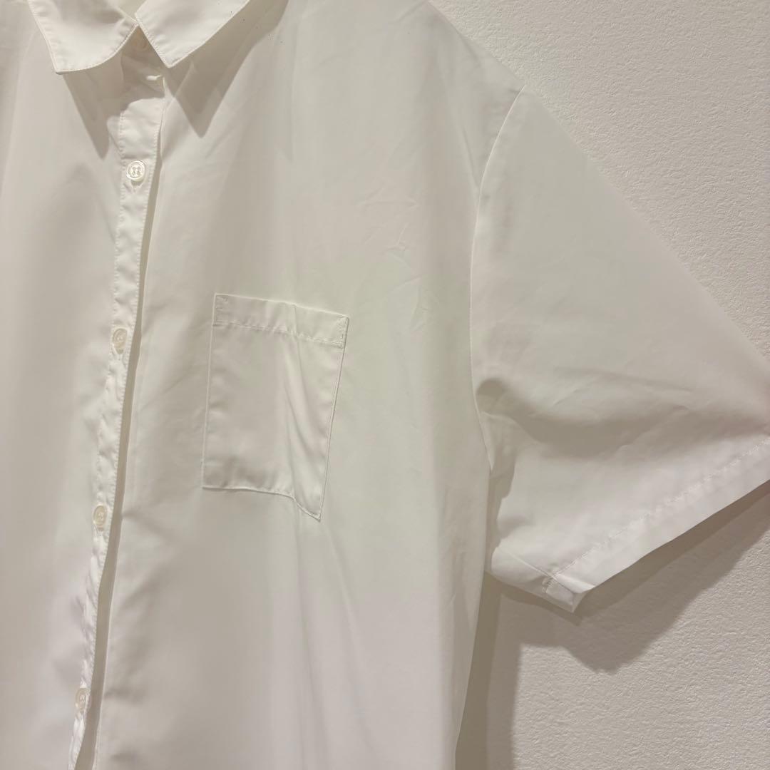 半袖シャツ 無地 白 ホワイト　LL 大きいサイズ　ポケット　シンプル　襟つき 5