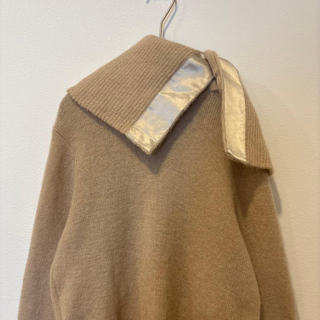 リステア ニットセーター 長袖　ベージュ 40 L 襟付き 2