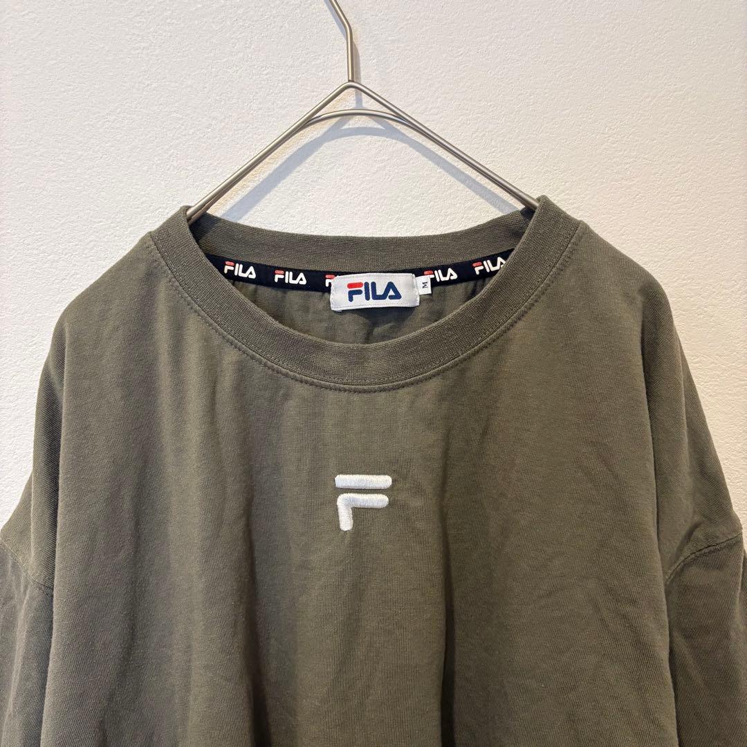 フィラ Tシャツ 半袖 ロゴ刺繍 ビッグシルエット カーキ 緑　M レディース 2