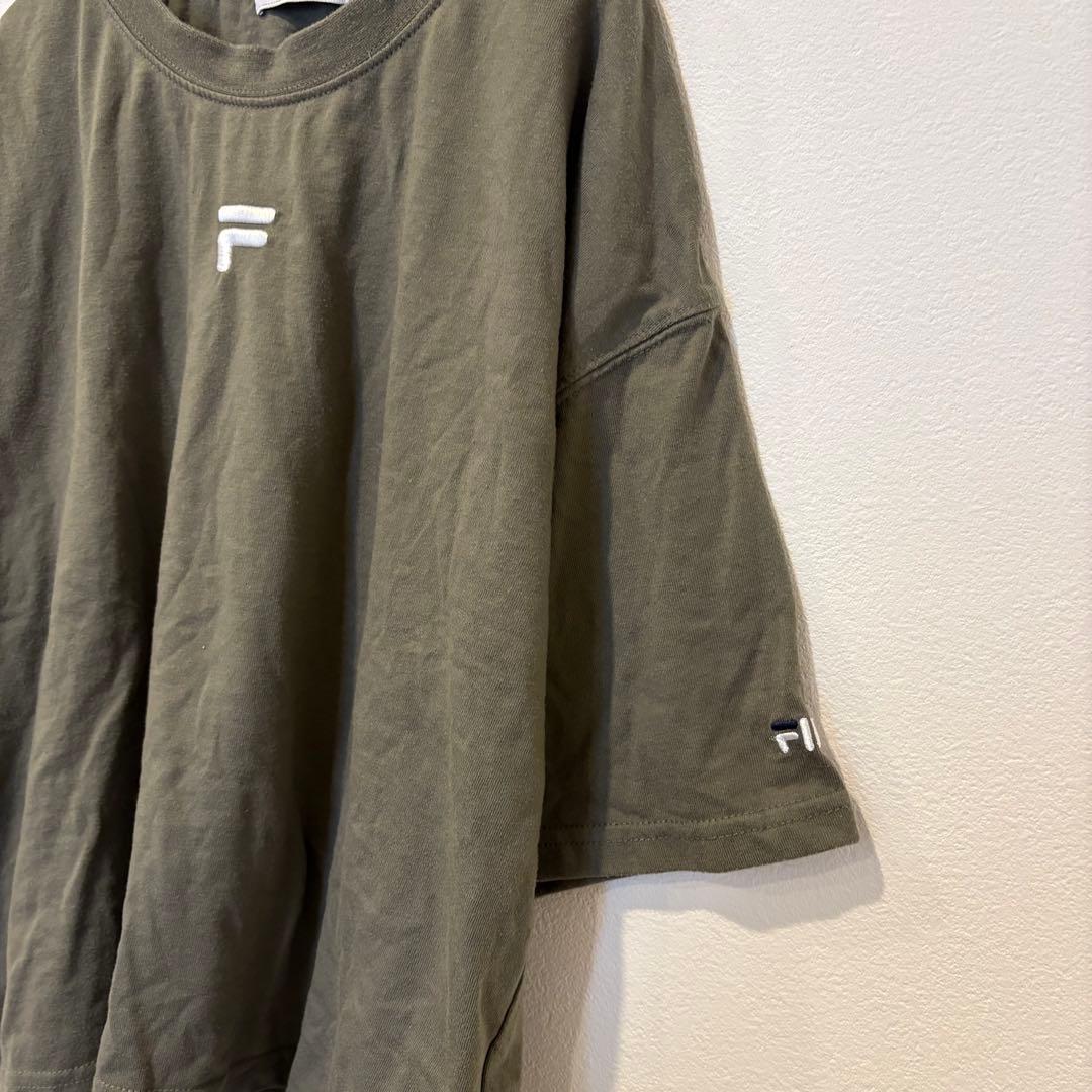 フィラ Tシャツ 半袖 ロゴ刺繍 ビッグシルエット カーキ 緑　M レディース 3