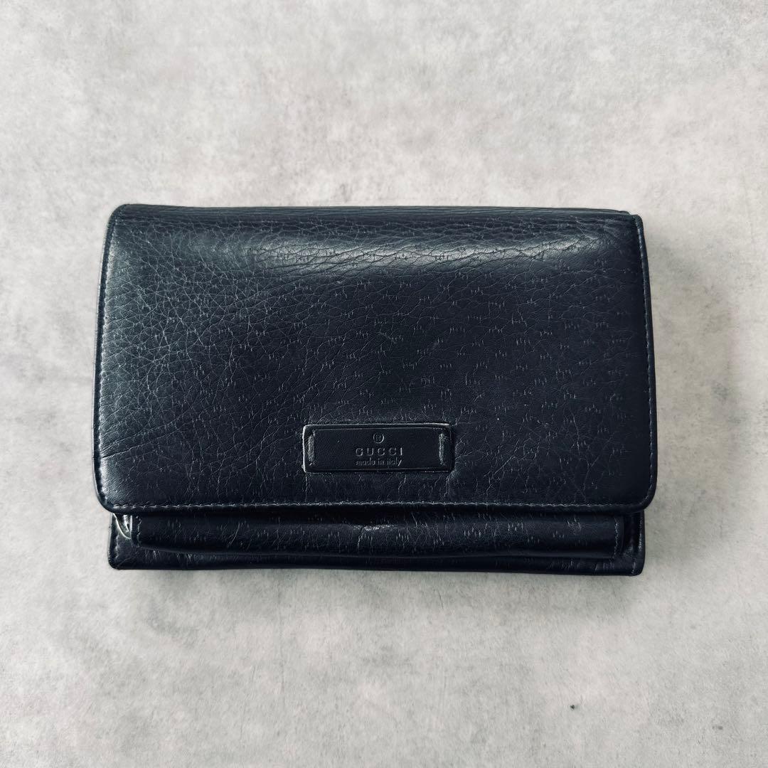 GUCCI レザー ロゴ 二つ折り財布　 コンパクトウォレット