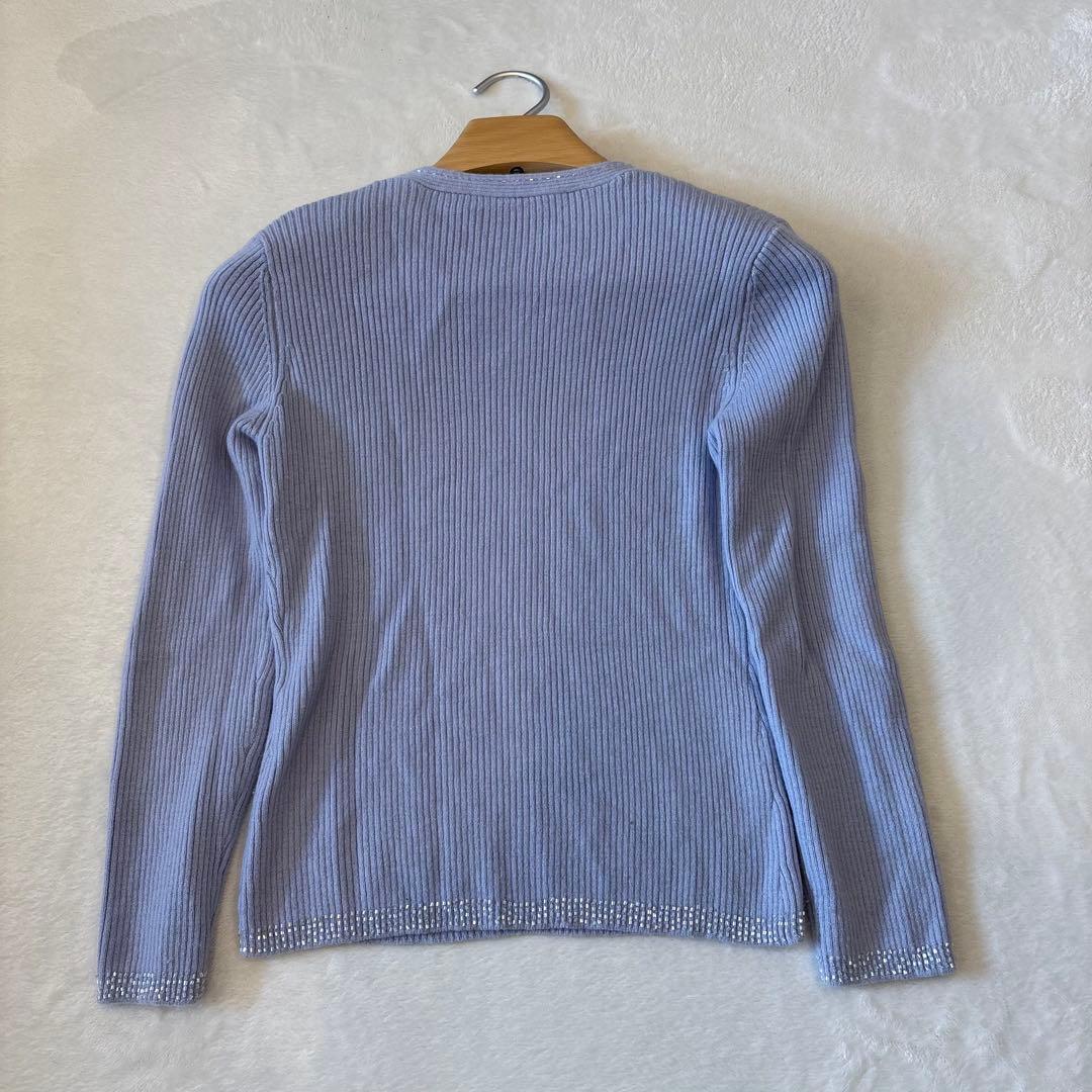.Raidyn-Gu ニットセーター ウール100％ 青　ブルー　長袖　ビーズ 12