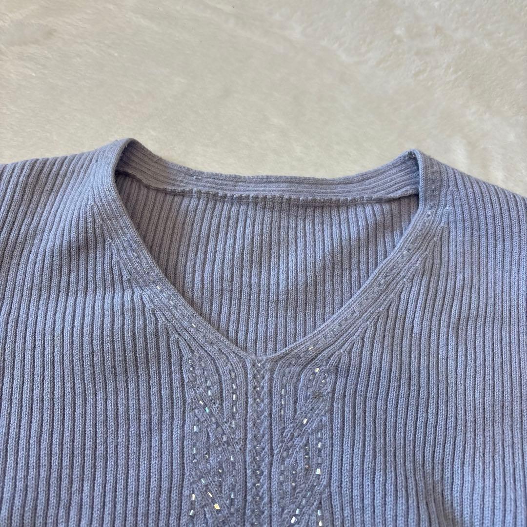 .Raidyn-Gu ニットセーター ウール100％ 青　ブルー　長袖　ビーズ 14