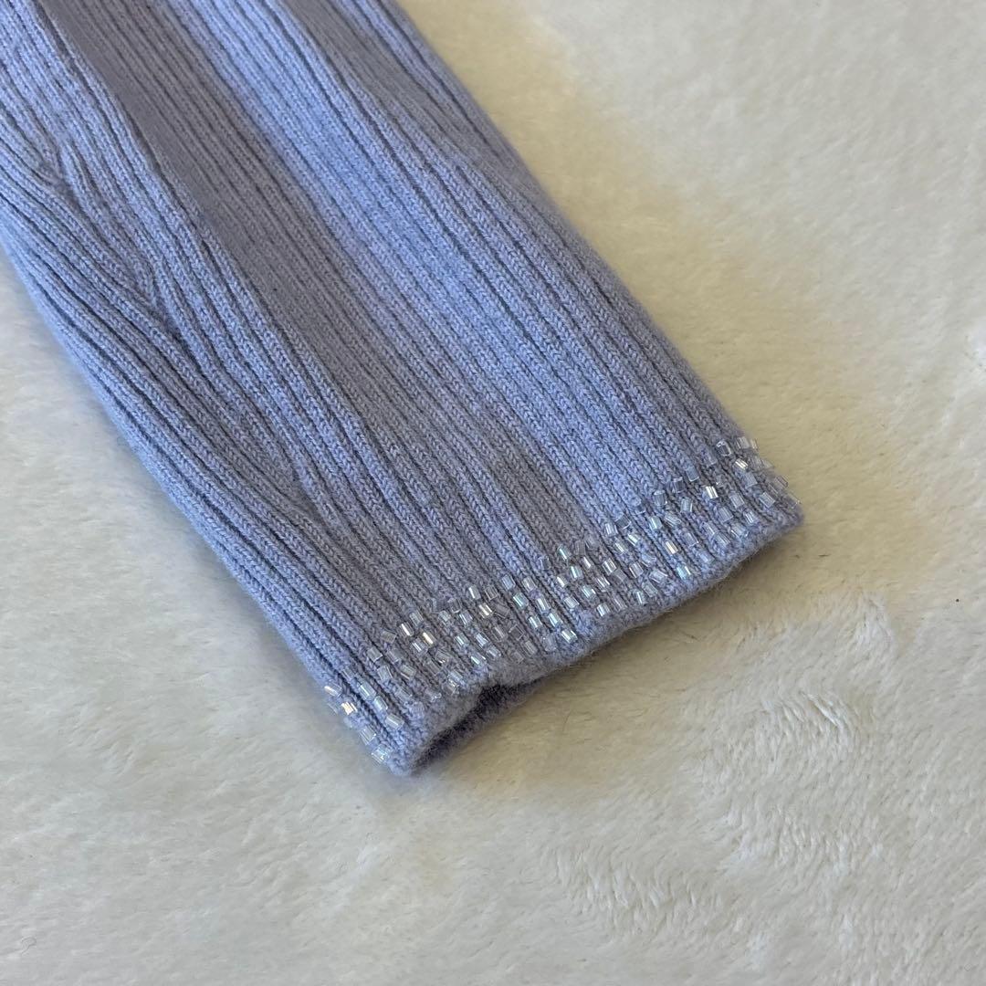 .Raidyn-Gu ニットセーター ウール100％ 青　ブルー　長袖　ビーズ 6