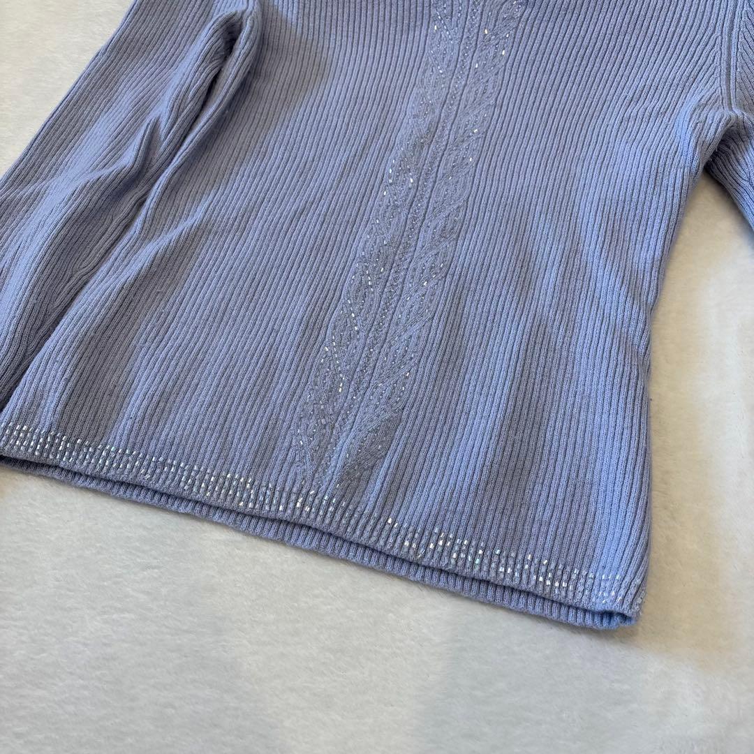 .Raidyn-Gu ニットセーター ウール100％ 青　ブルー　長袖　ビーズ 7