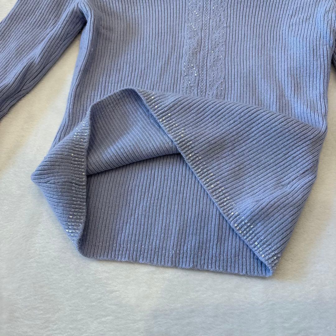 .Raidyn-Gu ニットセーター ウール100％ 青　ブルー　長袖　ビーズ 9