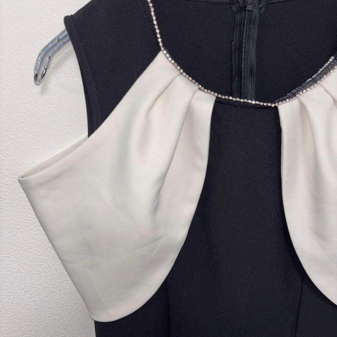 Dazy オフショルダーパーティードレス M 黒/白　d774 4