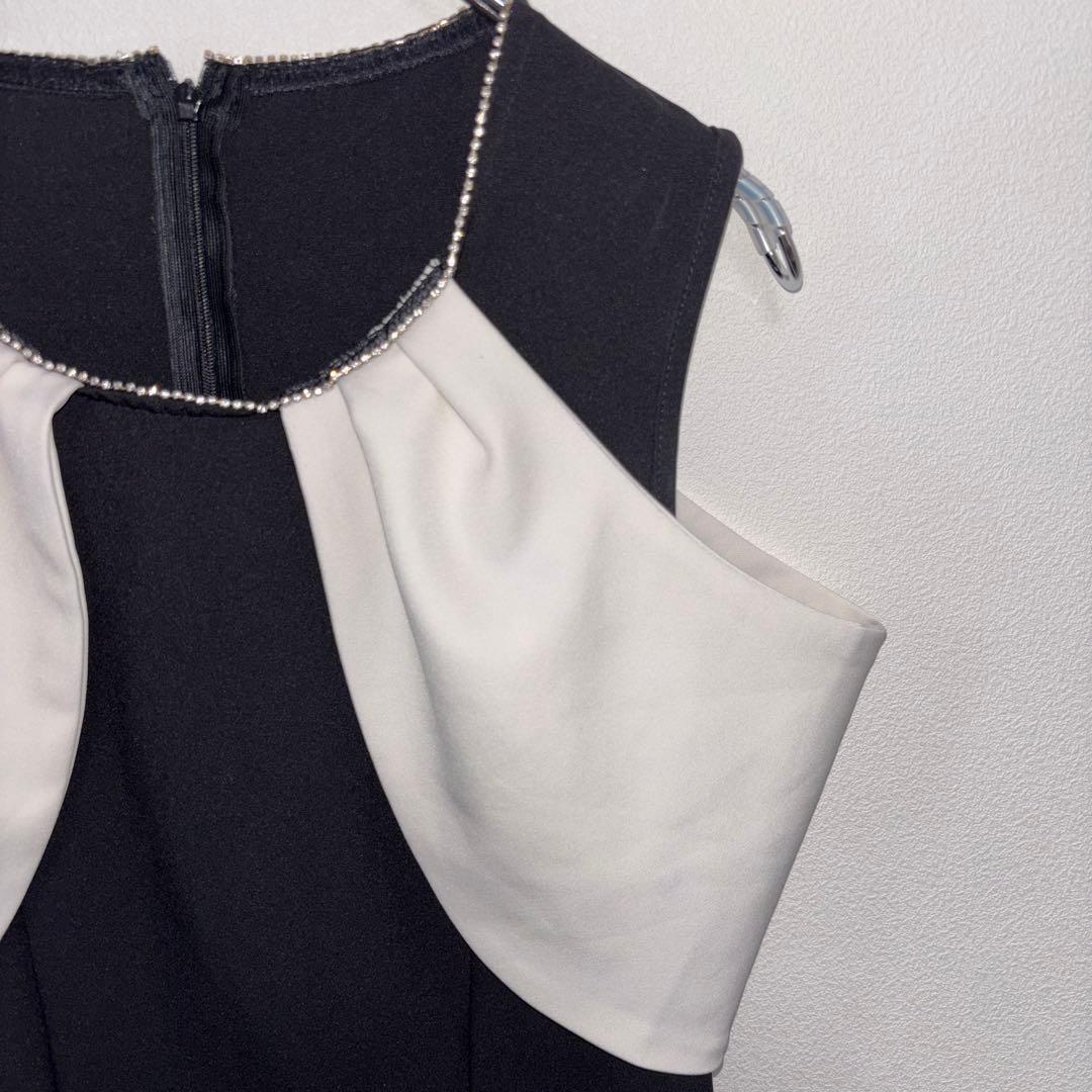 Dazy オフショルダーパーティードレス M 黒/白　d774 5