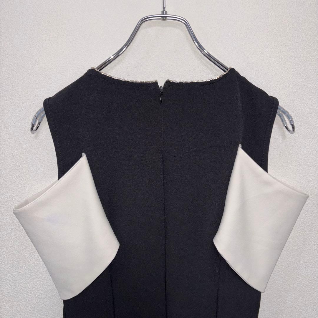 Dazy オフショルダーパーティードレス M 黒/白　d774 10