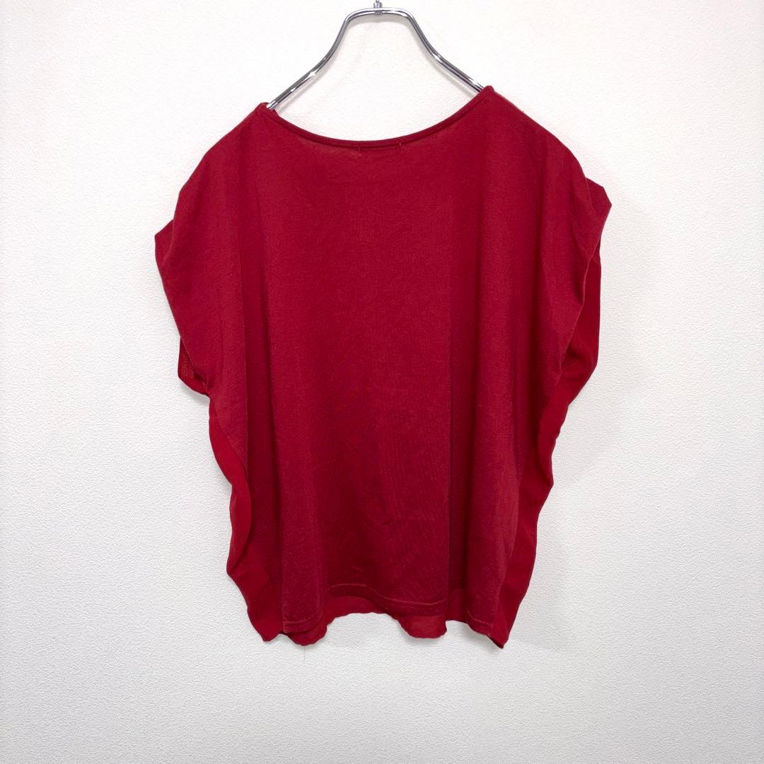 DRESKIP 赤 ワインレッドフレンチスリーブ Lサイズd724 11