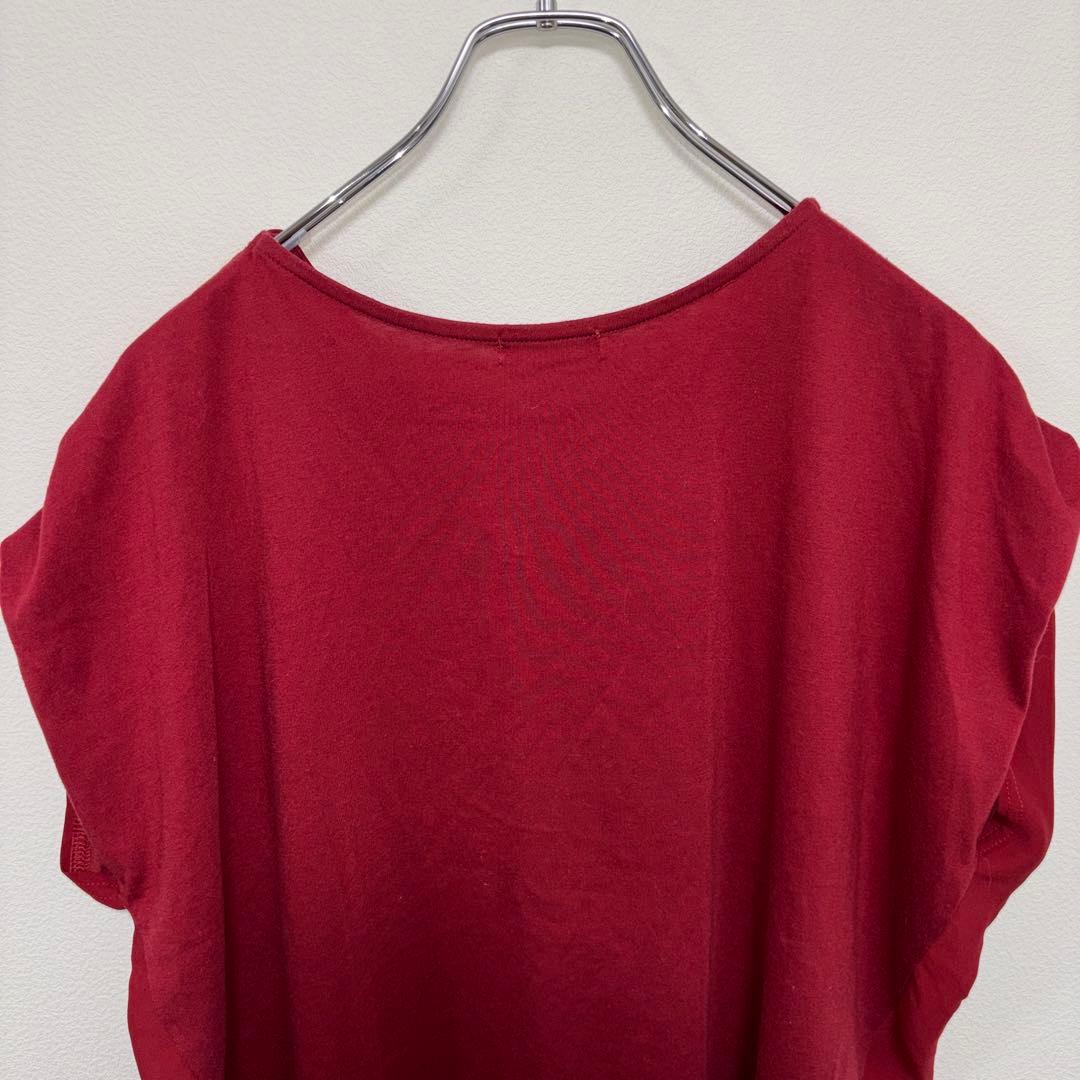 DRESKIP 赤 ワインレッドフレンチスリーブ Lサイズd724 13