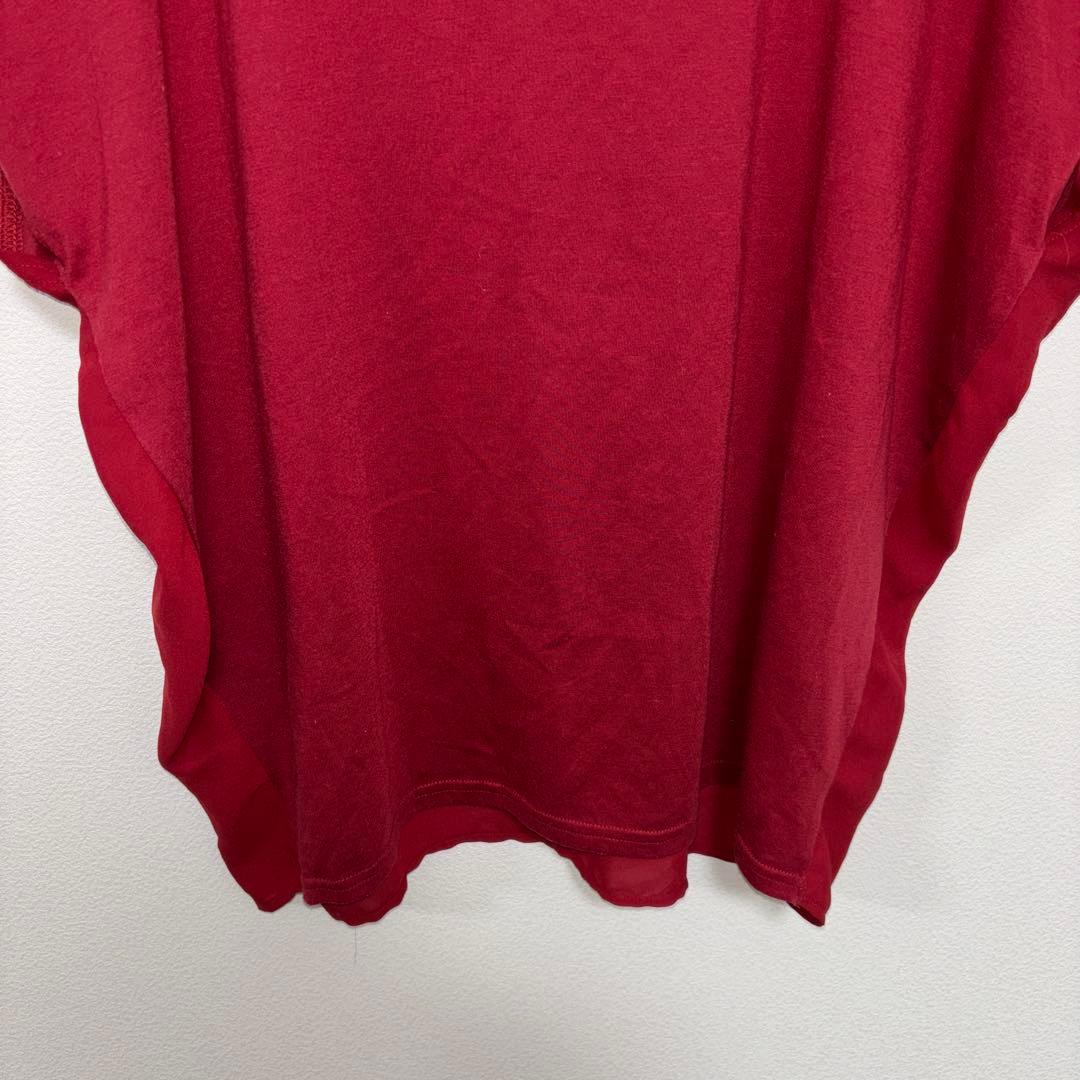DRESKIP 赤 ワインレッドフレンチスリーブ Lサイズd724 14