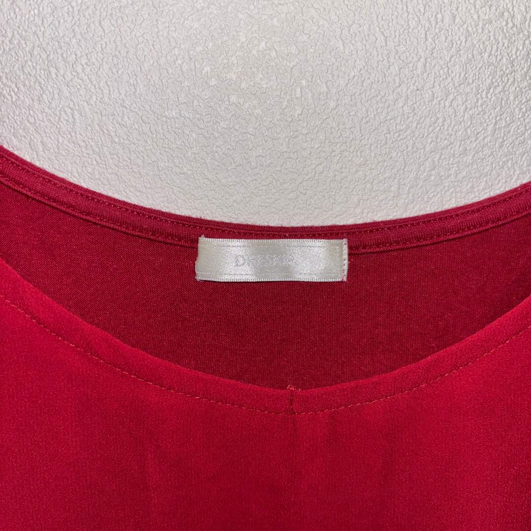 DRESKIP 赤 ワインレッドフレンチスリーブ Lサイズd724 3