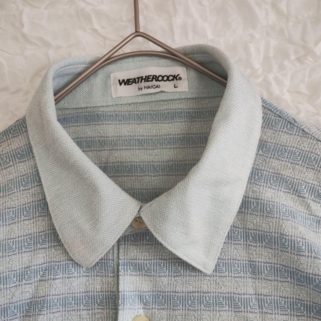 【ウェザーコック】 ポロシャツ L 水色ストライプ ゴルフ ブランド刺繍 2