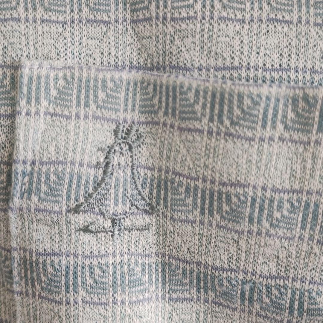 【ウェザーコック】 ポロシャツ L 水色ストライプ ゴルフ ブランド刺繍 4