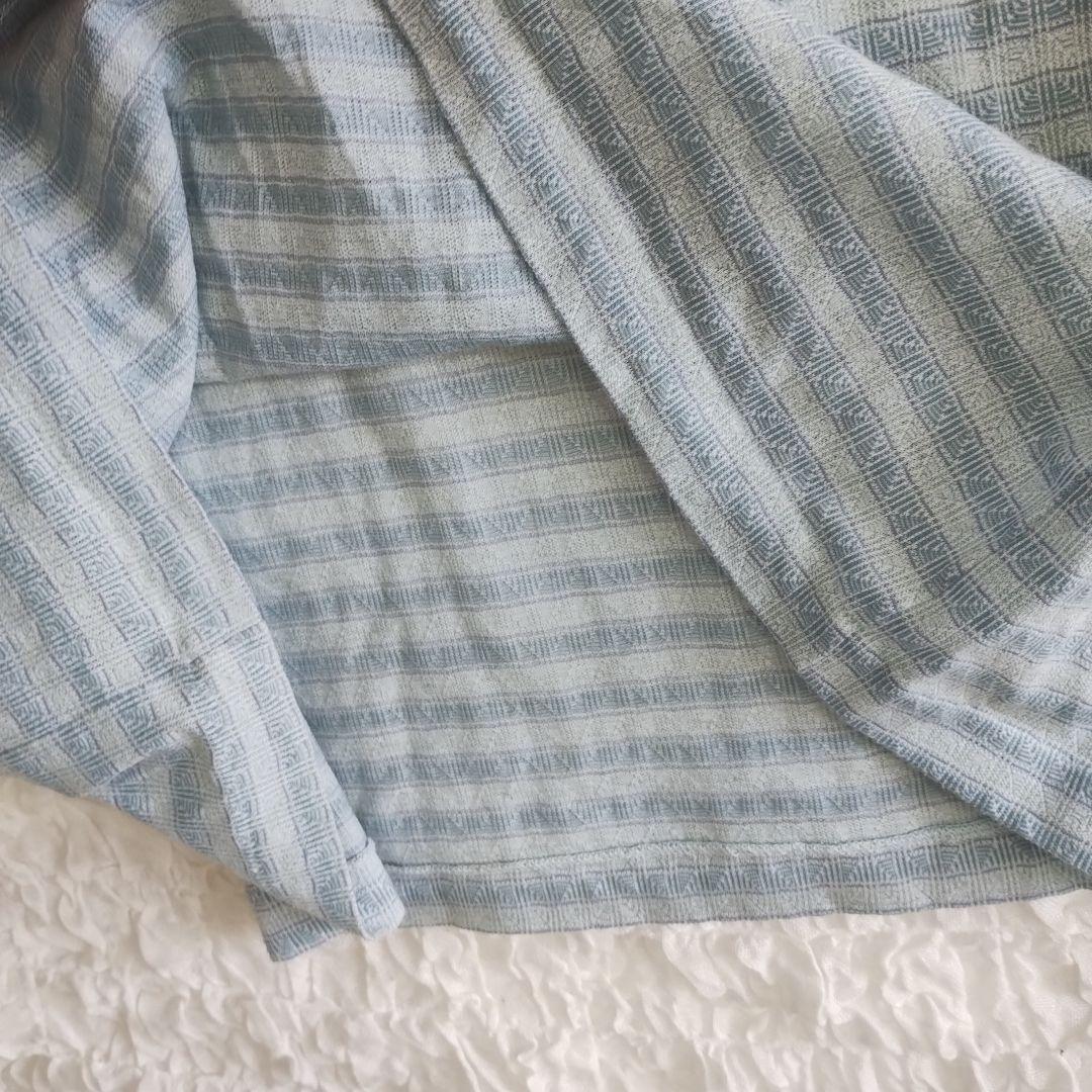 【ウェザーコック】 ポロシャツ L 水色ストライプ ゴルフ ブランド刺繍 5