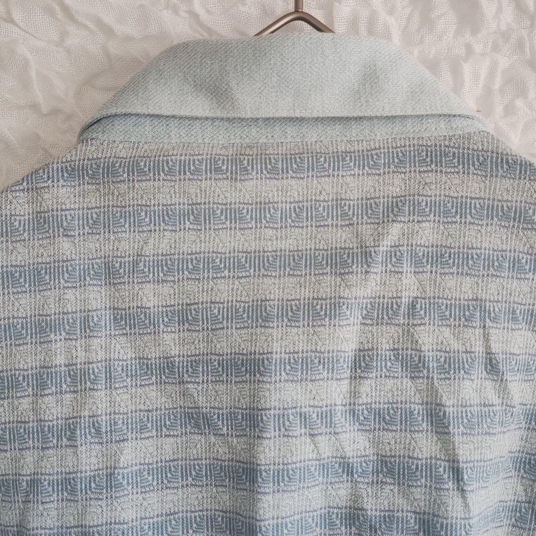 【ウェザーコック】 ポロシャツ L 水色ストライプ ゴルフ ブランド刺繍 7