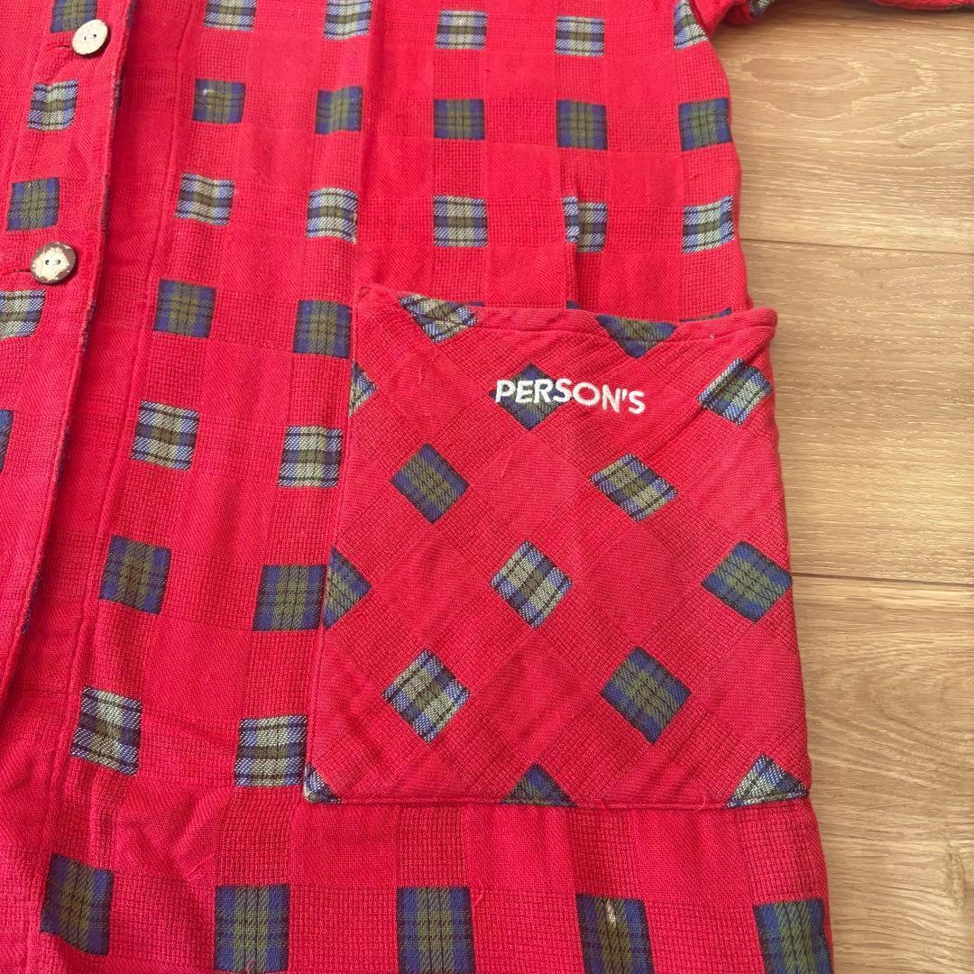 .シャツカーディガン　パーソンズ チェック　赤 レッド　七分袖 ゆったり　派手 6
