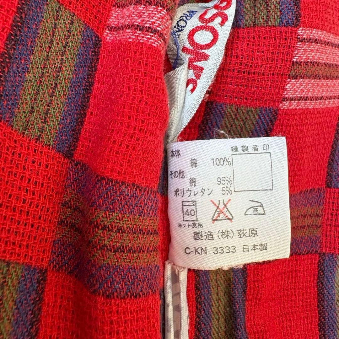 .シャツカーディガン　パーソンズ チェック　赤 レッド　七分袖 ゆったり　派手 9