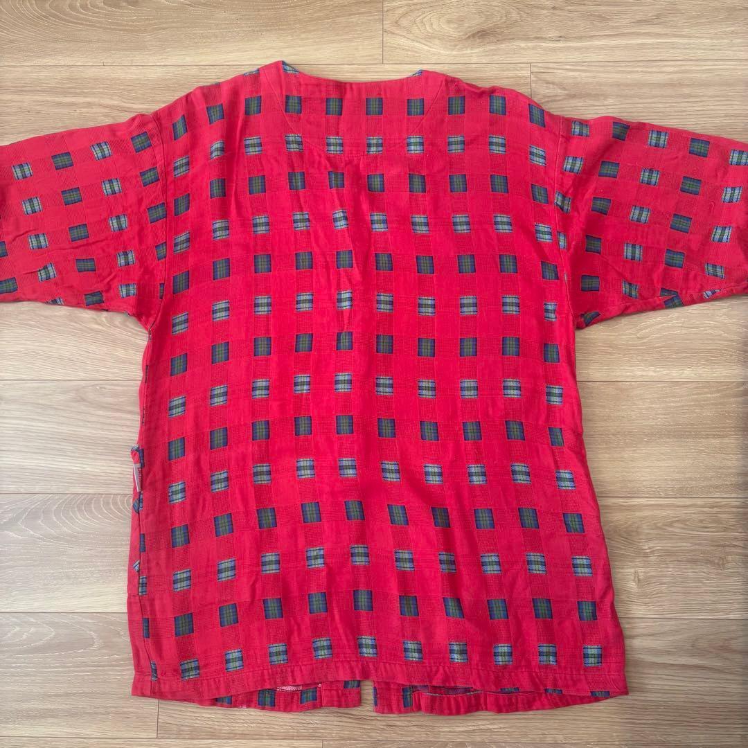 .シャツカーディガン　パーソンズ チェック　赤 レッド　七分袖 ゆったり　派手 10