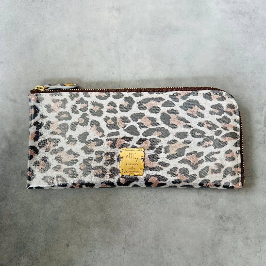 未使用✨efffy レオパード　ヒョウ柄　L字ファスナー長財布