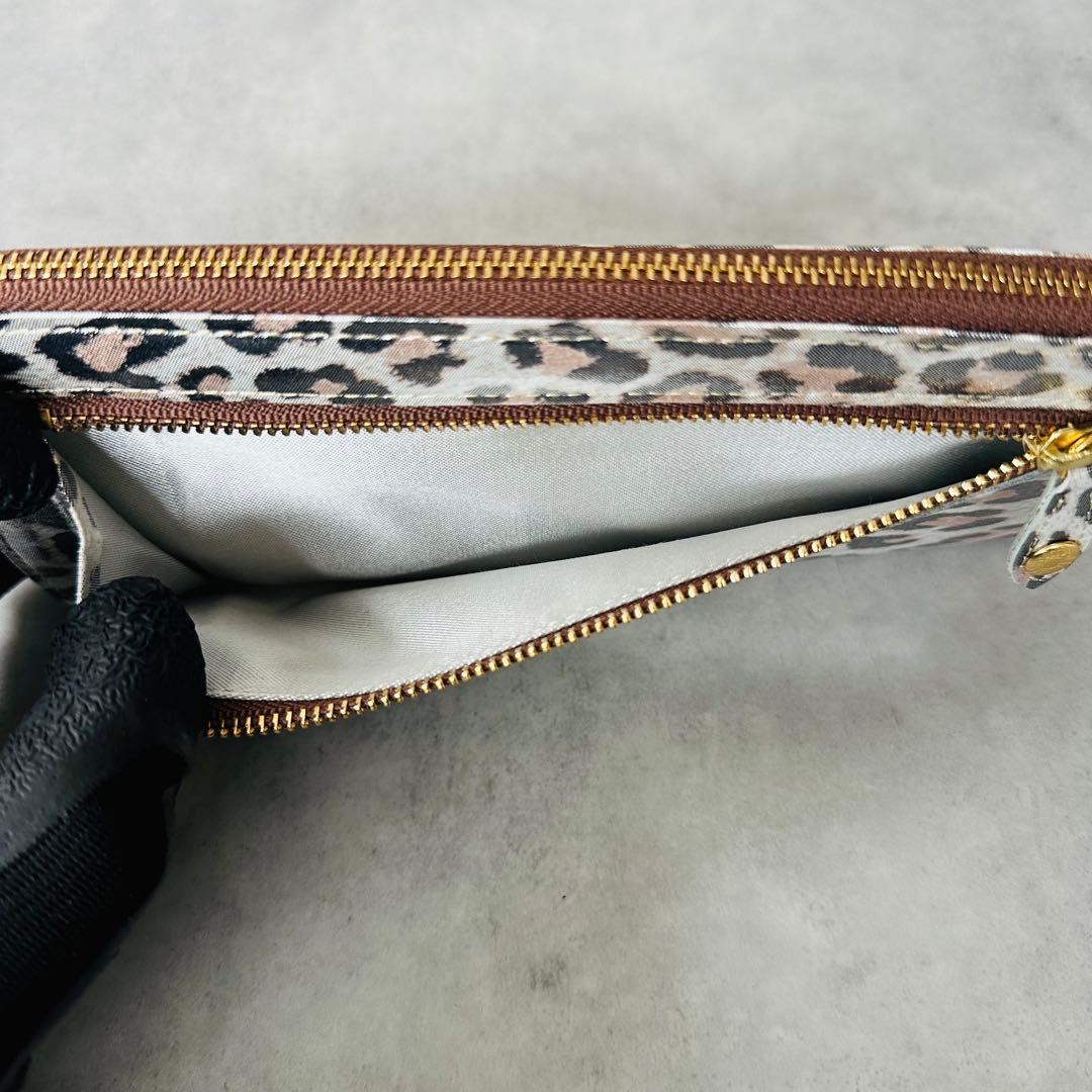未使用✨efffy レオパード　ヒョウ柄　L字ファスナー長財布 12