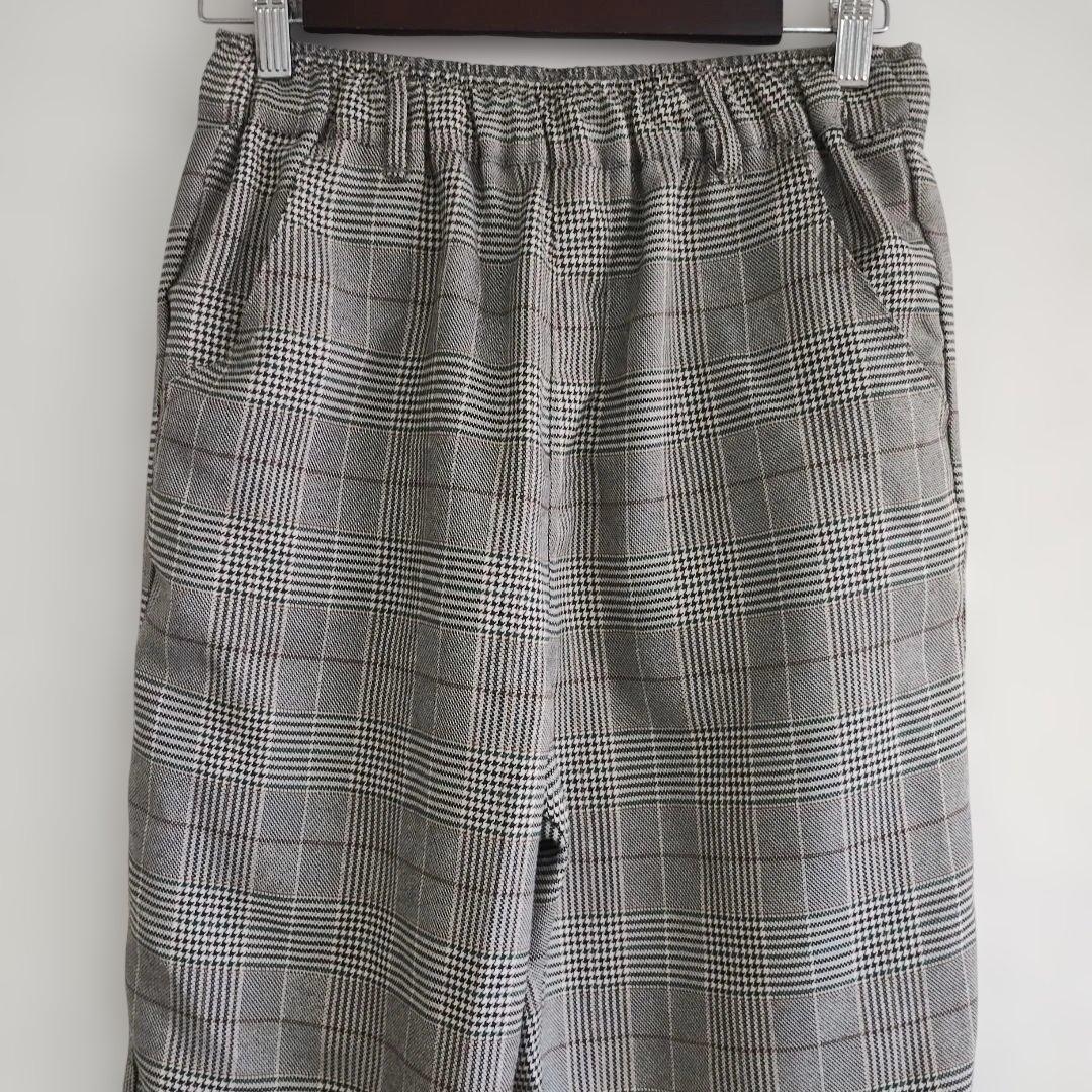 【ダブルフォーカス】グレー系チェック カジュアルパンツ M ウエストゴム 春夏 2
