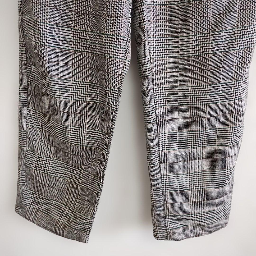 【ダブルフォーカス】グレー系チェック カジュアルパンツ M ウエストゴム 春夏 3