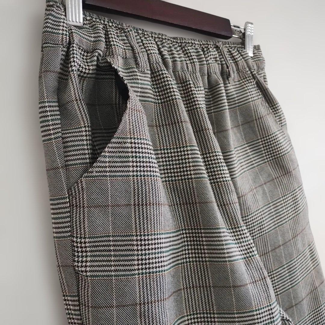 【ダブルフォーカス】グレー系チェック カジュアルパンツ M ウエストゴム 春夏 4