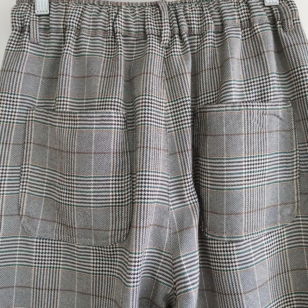 【ダブルフォーカス】グレー系チェック カジュアルパンツ M ウエストゴム 春夏 6