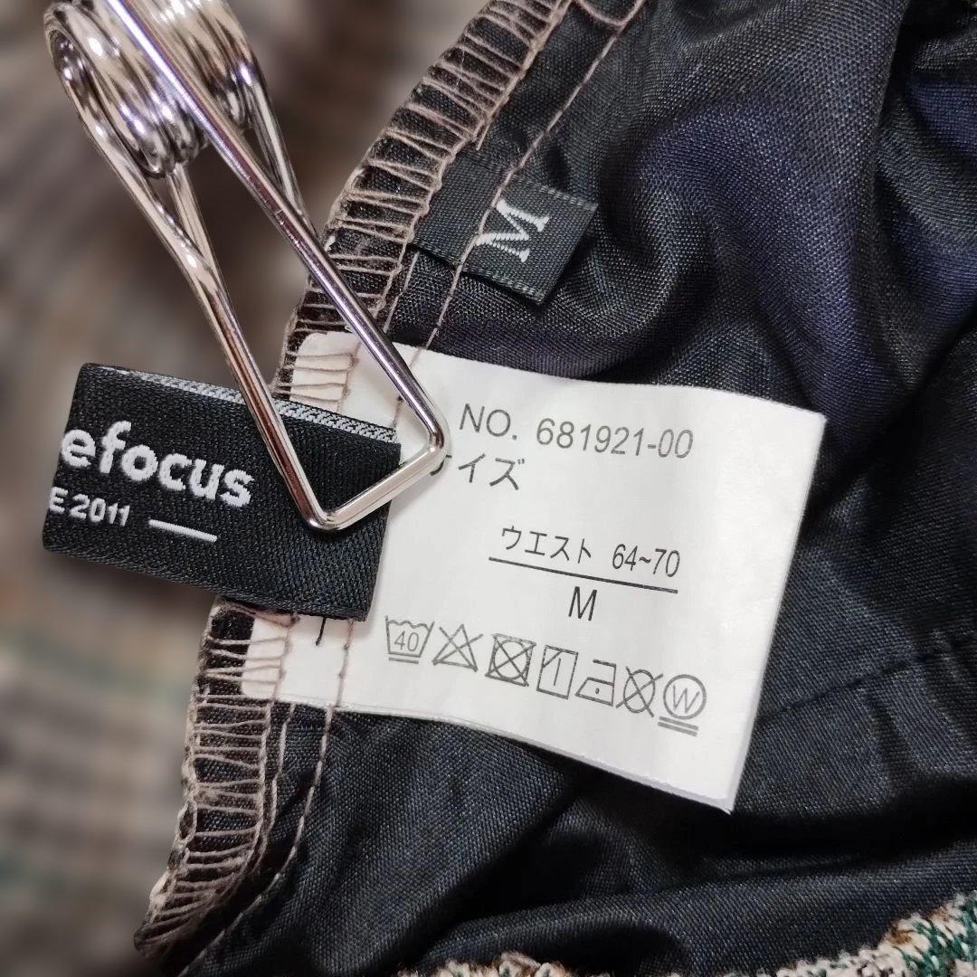 【ダブルフォーカス】グレー系チェック カジュアルパンツ M ウエストゴム 春夏 9
