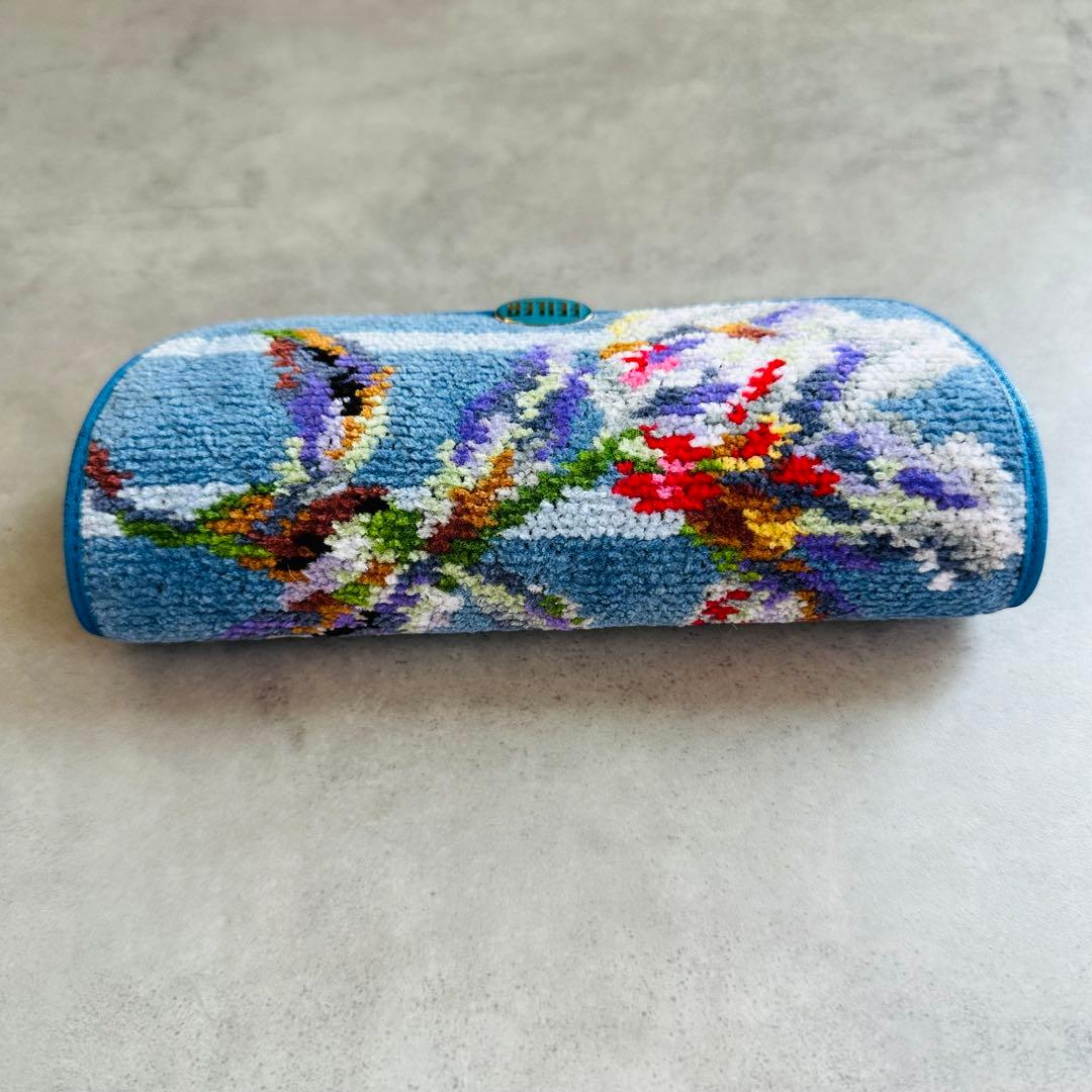 FEILER シェニール織り タオル地 メガネケース ライトブルー クロス付属 4