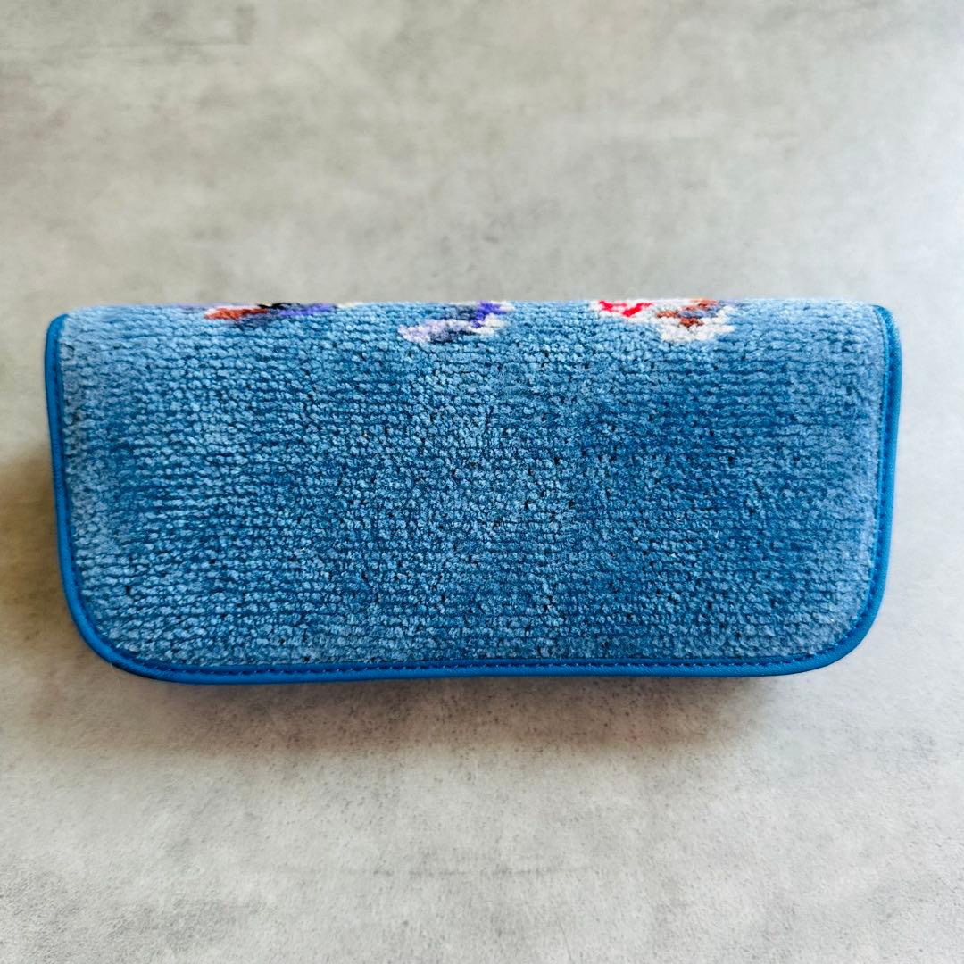 FEILER シェニール織り タオル地 メガネケース ライトブルー クロス付属 5