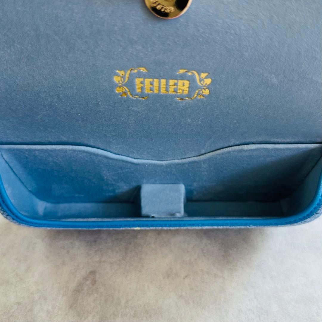FEILER シェニール織り タオル地 メガネケース ライトブルー クロス付属 7