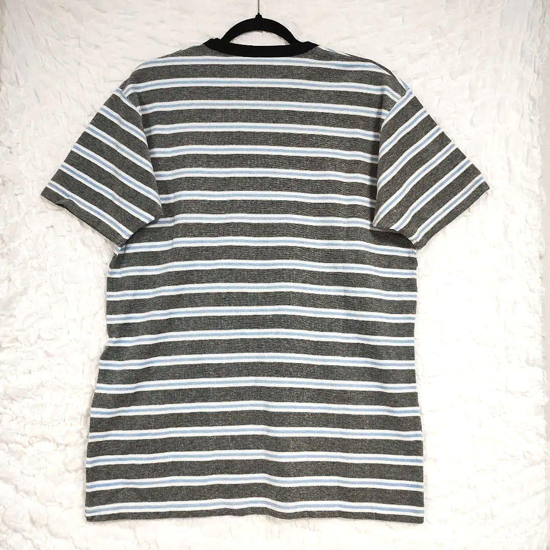 UNIQLO ユニクロ ストライプTシャツ グレーと青 L シンプル カジュアル 5