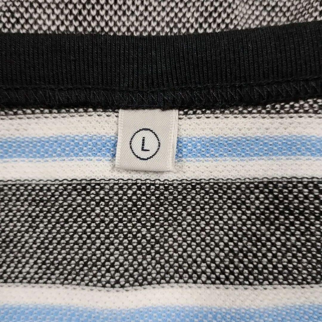 UNIQLO ユニクロ ストライプTシャツ グレーと青 L シンプル カジュアル 6