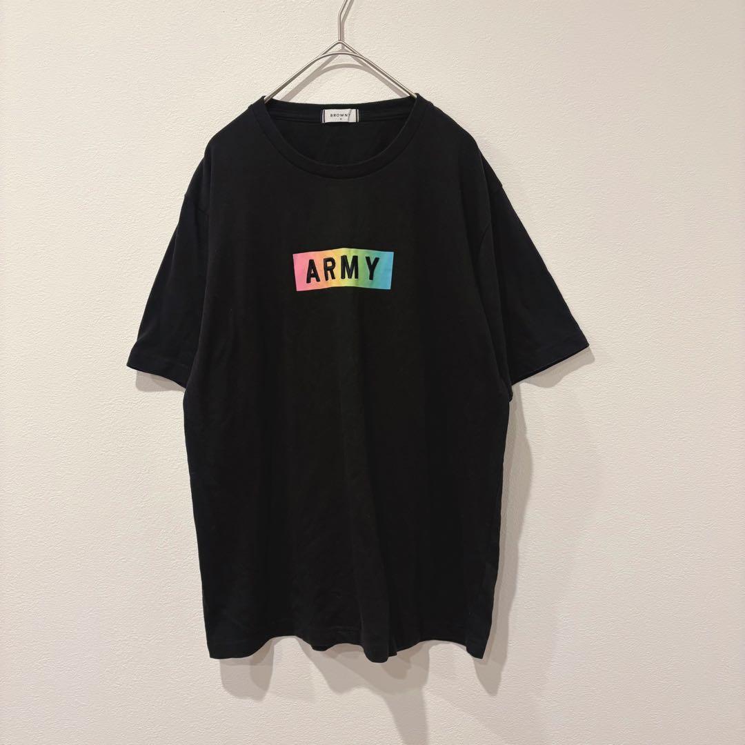 .BROWNY 半袖Tシャツ ARMY ロゴ 黒 ブラック　M シンプル