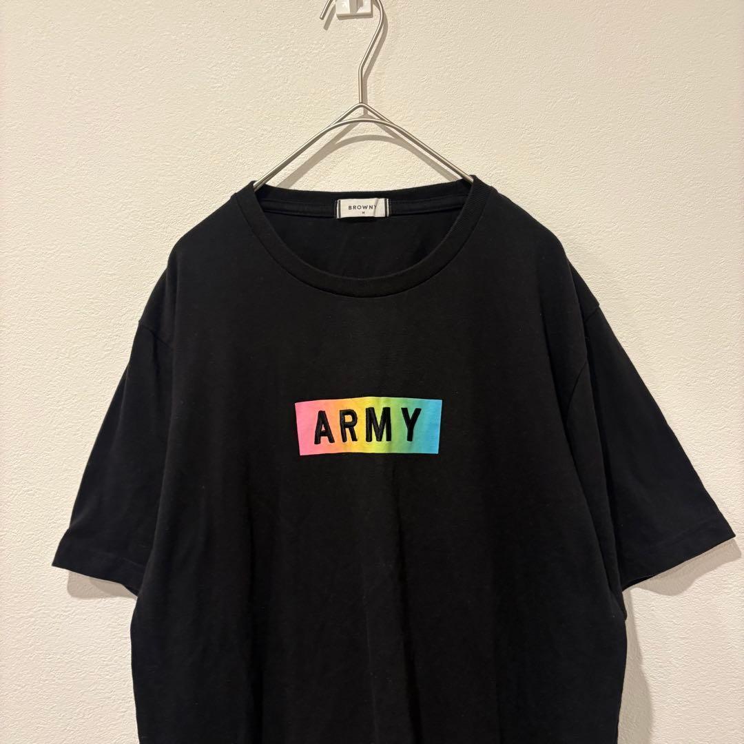 .BROWNY 半袖Tシャツ ARMY ロゴ 黒 ブラック　M シンプル 2